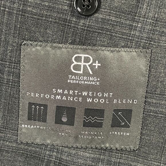 Banana Republic Sport Coat Mens 44R Gray Plaid Performance Wool Lightweight - Picture 8 of 16